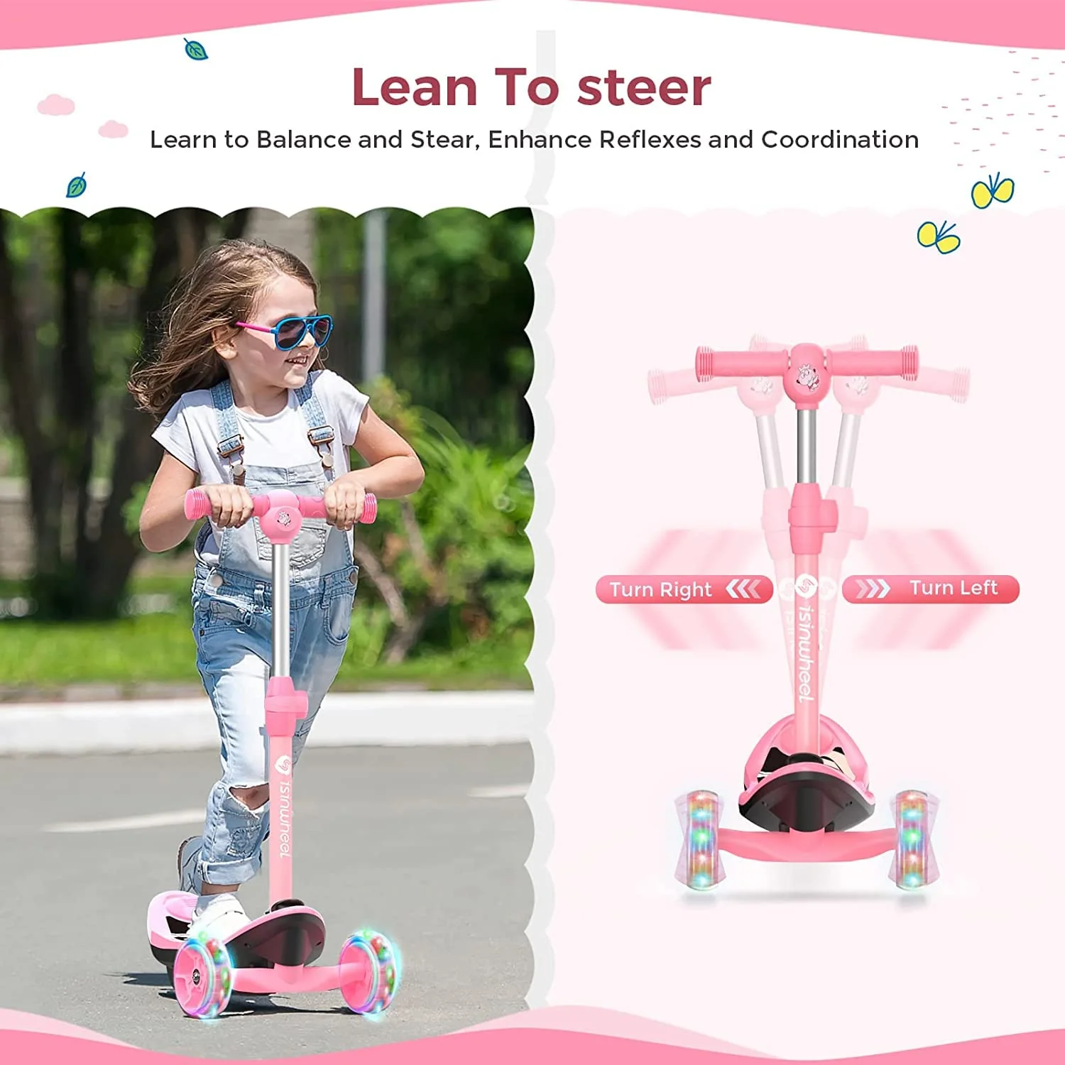 3-Wheel Mini 2in1 Kids Electric Scooter Height Adjustable Lean to Steer Kick Scooter for 3-12 Boys Girls - Image 10
