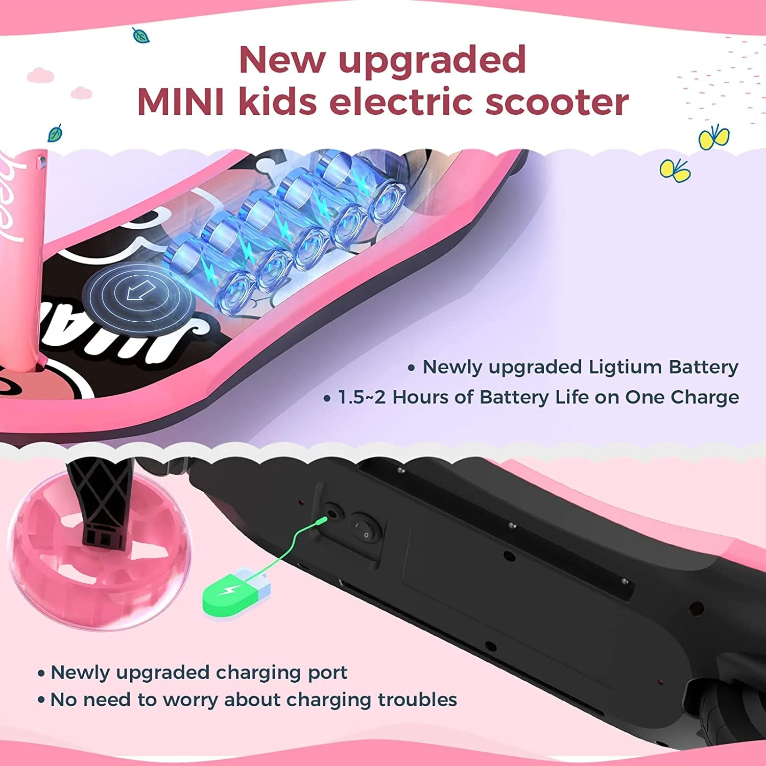 3-Wheel Mini 2in1 Kids Electric Scooter Height Adjustable Lean to Steer Kick Scooter for 3-12 Boys Girls - Image 11