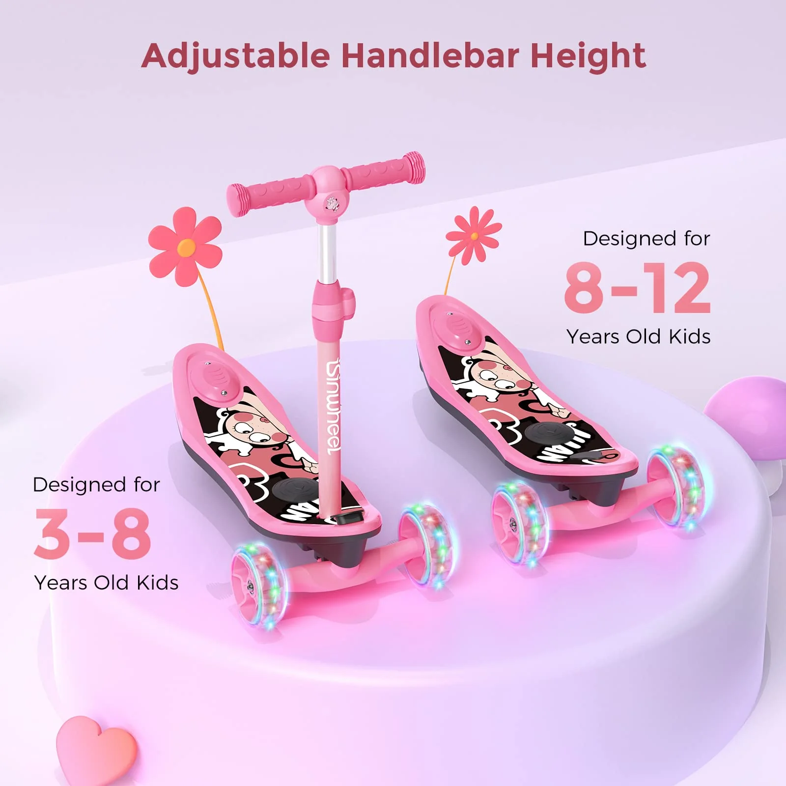 3-Wheel Mini 2in1 Kids Electric Scooter Height Adjustable Lean to Steer Kick Scooter for 3-12 Boys Girls - Image 13
