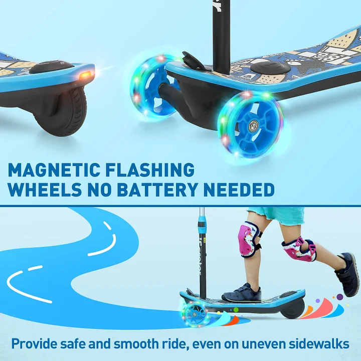 3-Wheel Mini 2in1 Kids Electric Scooter Height Adjustable Lean to Steer Kick Scooter for 3-12 Boys Girls - Image 9