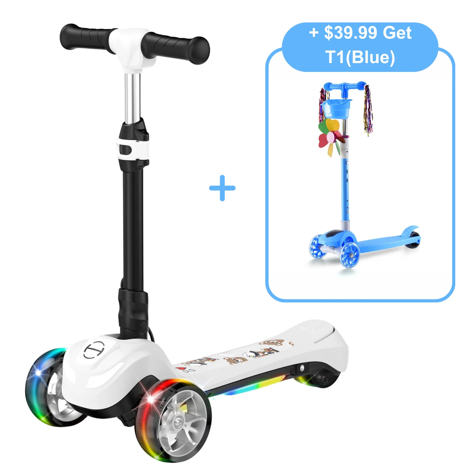 B1 3-Wheel Folding Kids Scooter LED Lighted PU Wheels - Image 17