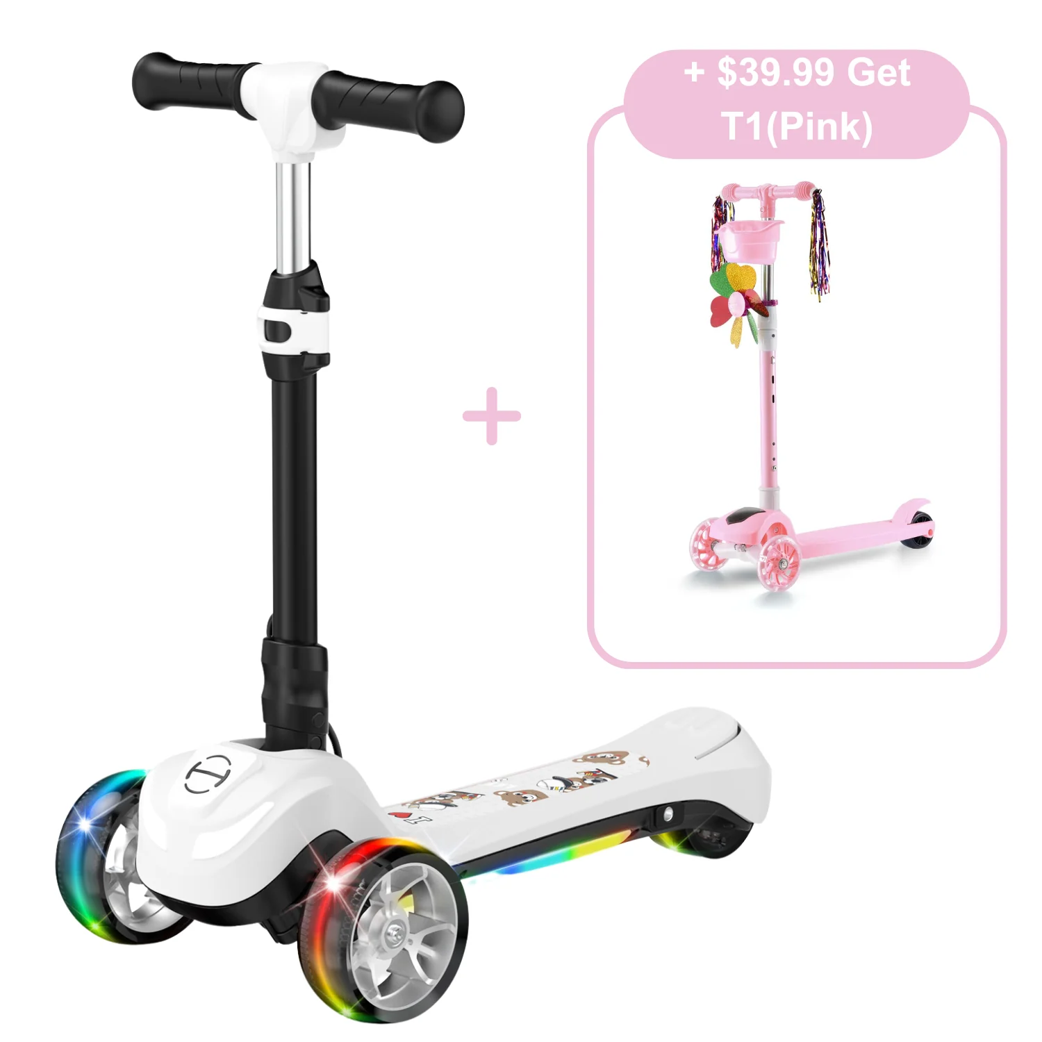 B1 3-Wheel Folding Kids Scooter LED Lighted PU Wheels - Image 20