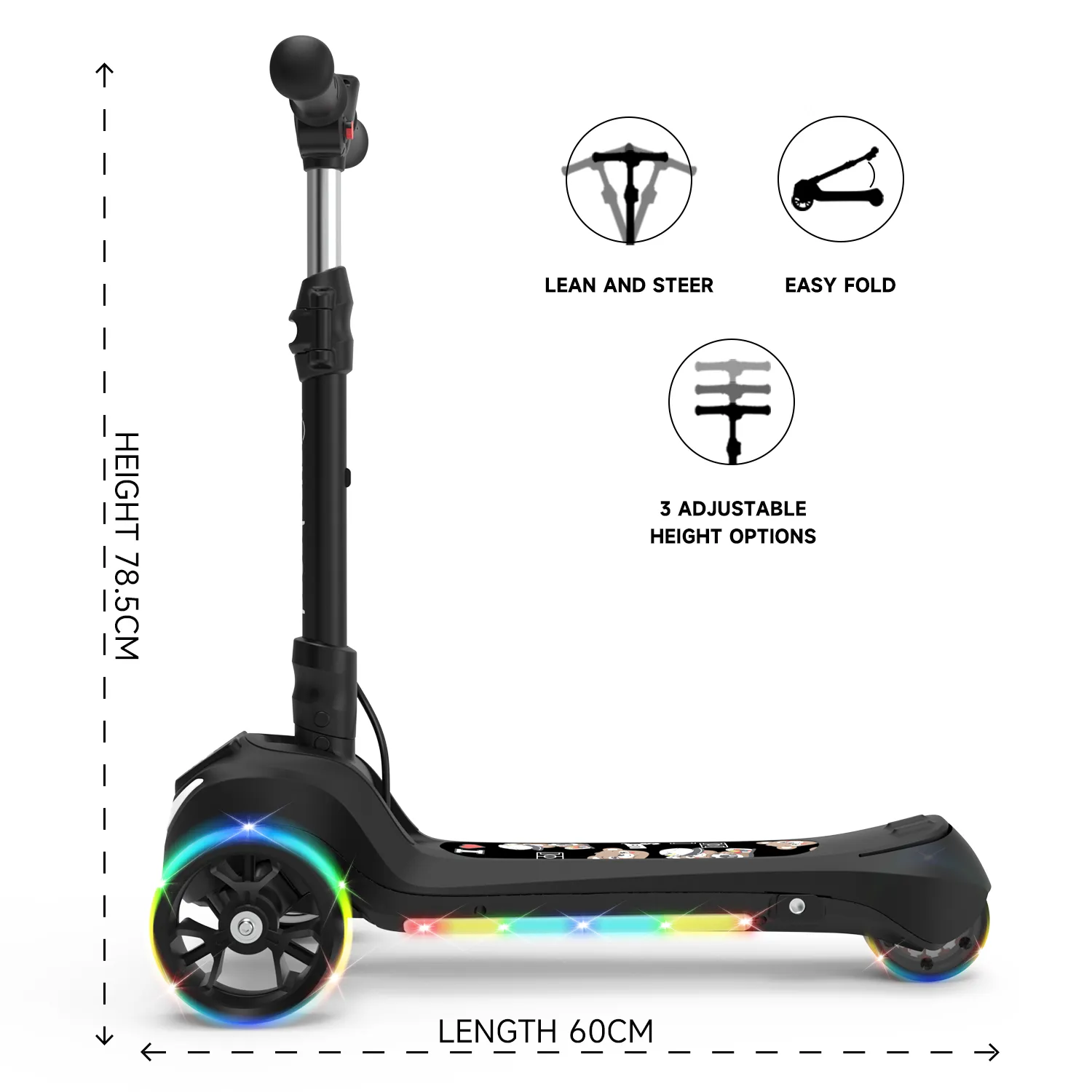 B1 3-Wheel Folding Kids Scooter LED Lighted PU Wheels - Image 8