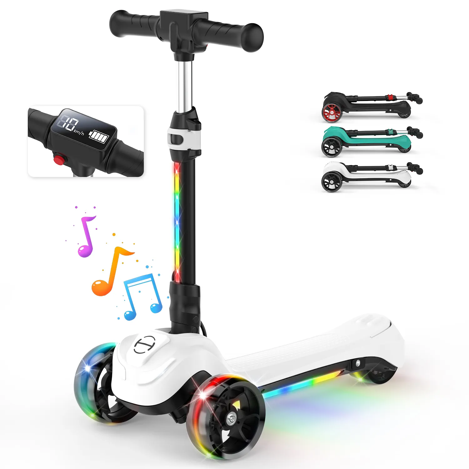 B2 Light Up 3-Wheels Scooter with Bluetooth Control  for Age 3-8 - Image 13