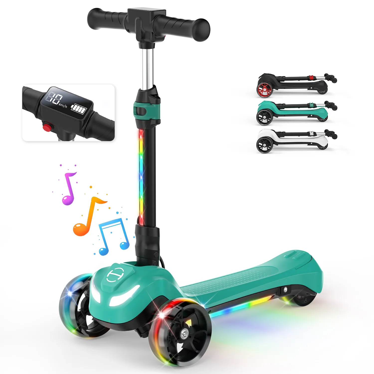B2 Light Up 3-Wheels Scooter with Bluetooth Control  for Age 3-8 - Image 14