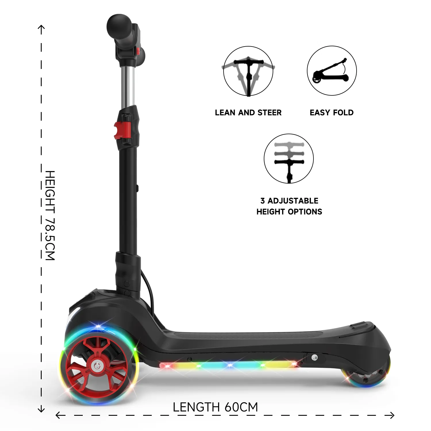 B2 Light Up 3-Wheels Scooter with Bluetooth Control  for Age 3-8 - Image 15