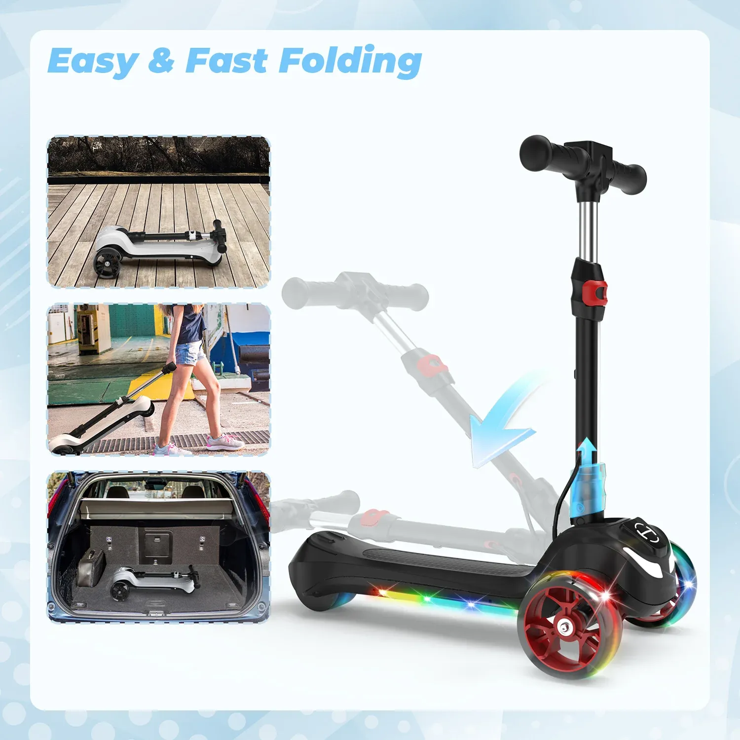 B2 Light Up 3-Wheels Scooter with Bluetooth Control  for Age 3-8 - Image 3