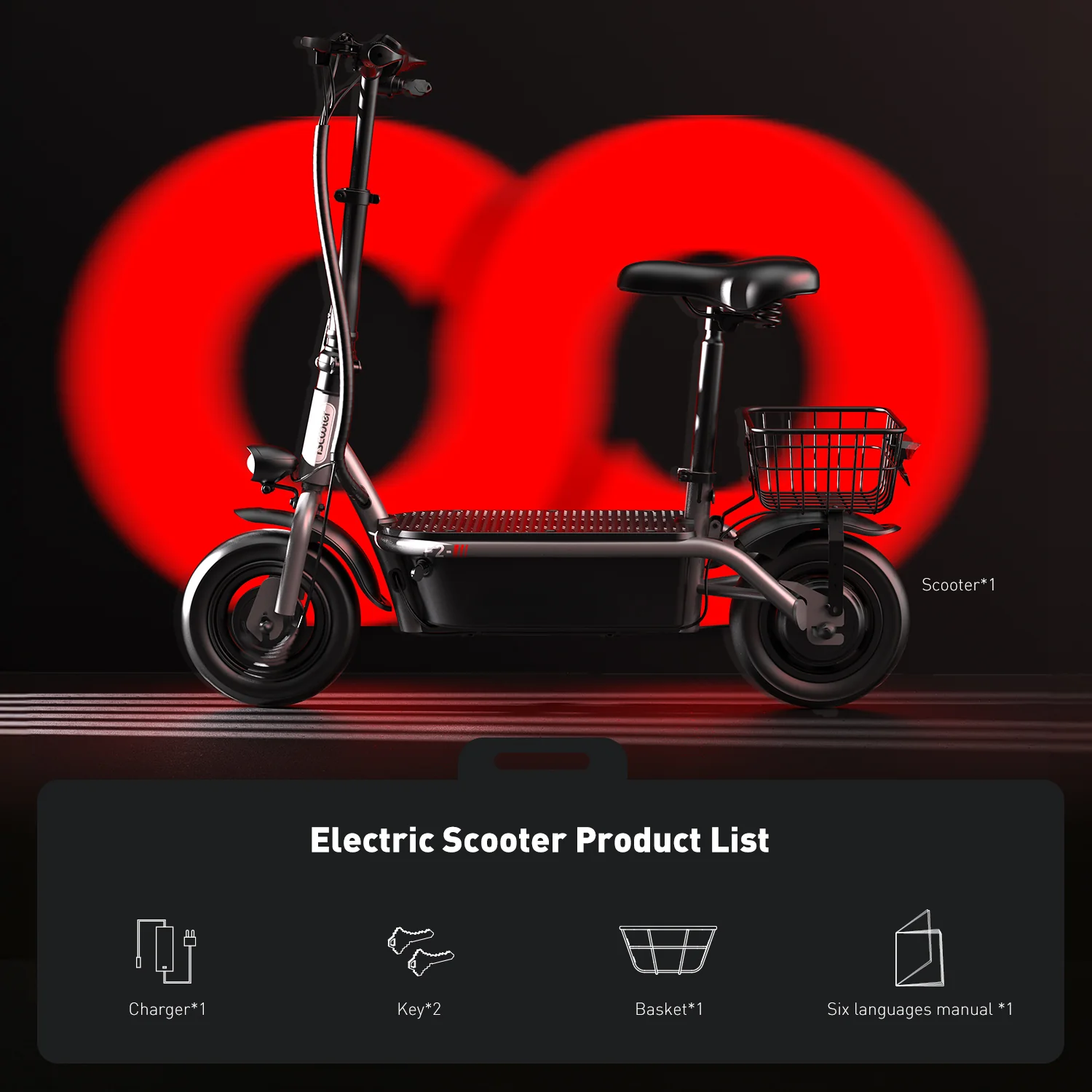 F2 Electric Scooter with Seat 10" Pneumatic Tire - Image 10