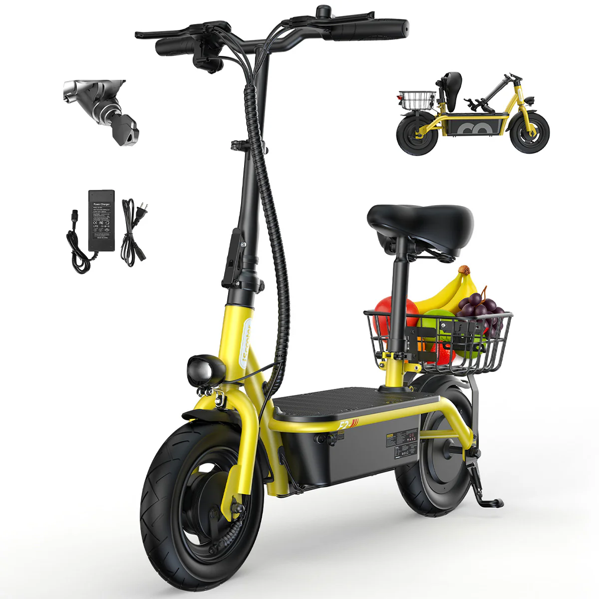 F2 Electric Scooter with Seat 10" Pneumatic Tire - Image 21