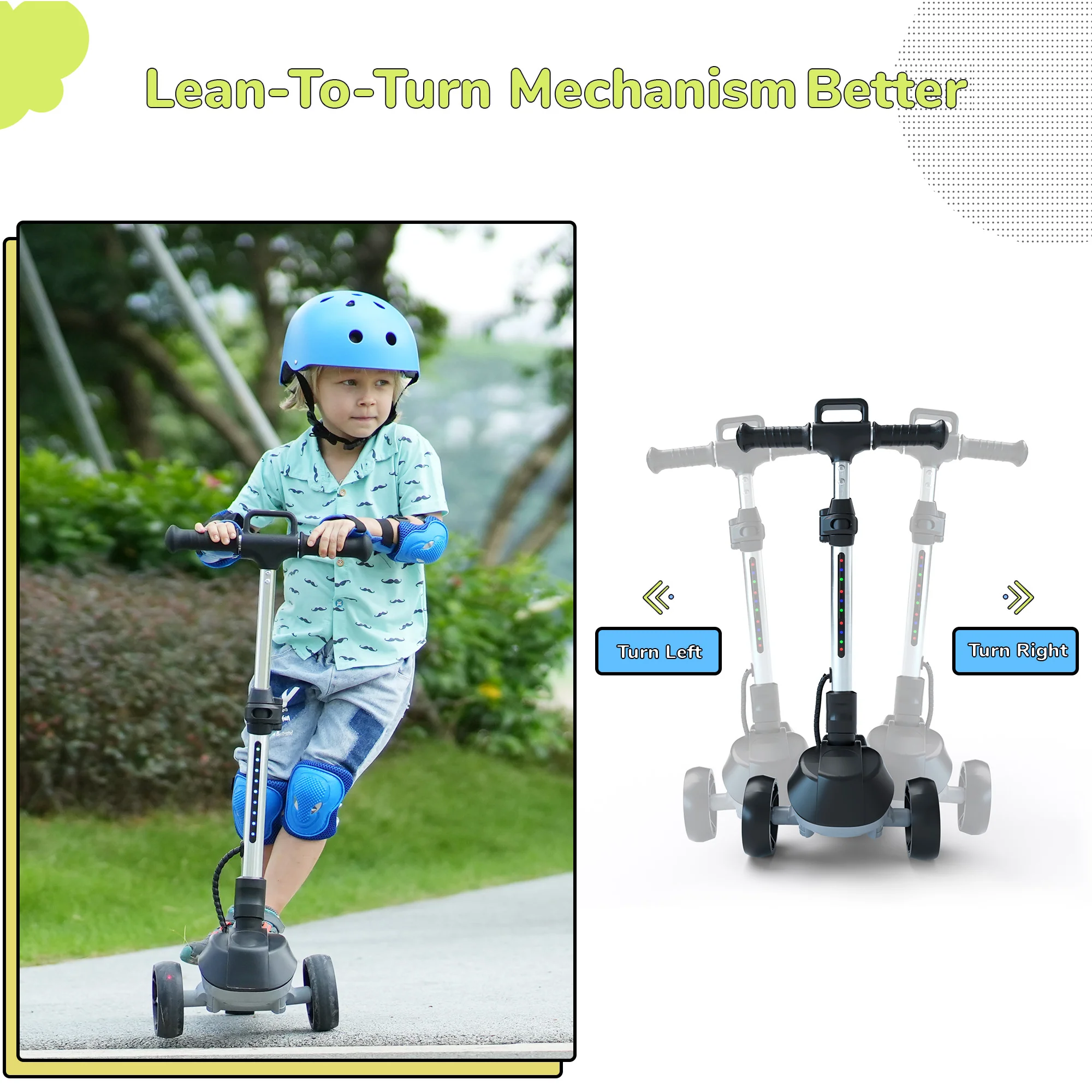 iScooter iK2/B1/B2 3-Wheel Electric Scooter with Colorful Flashing Wheel - Image 4