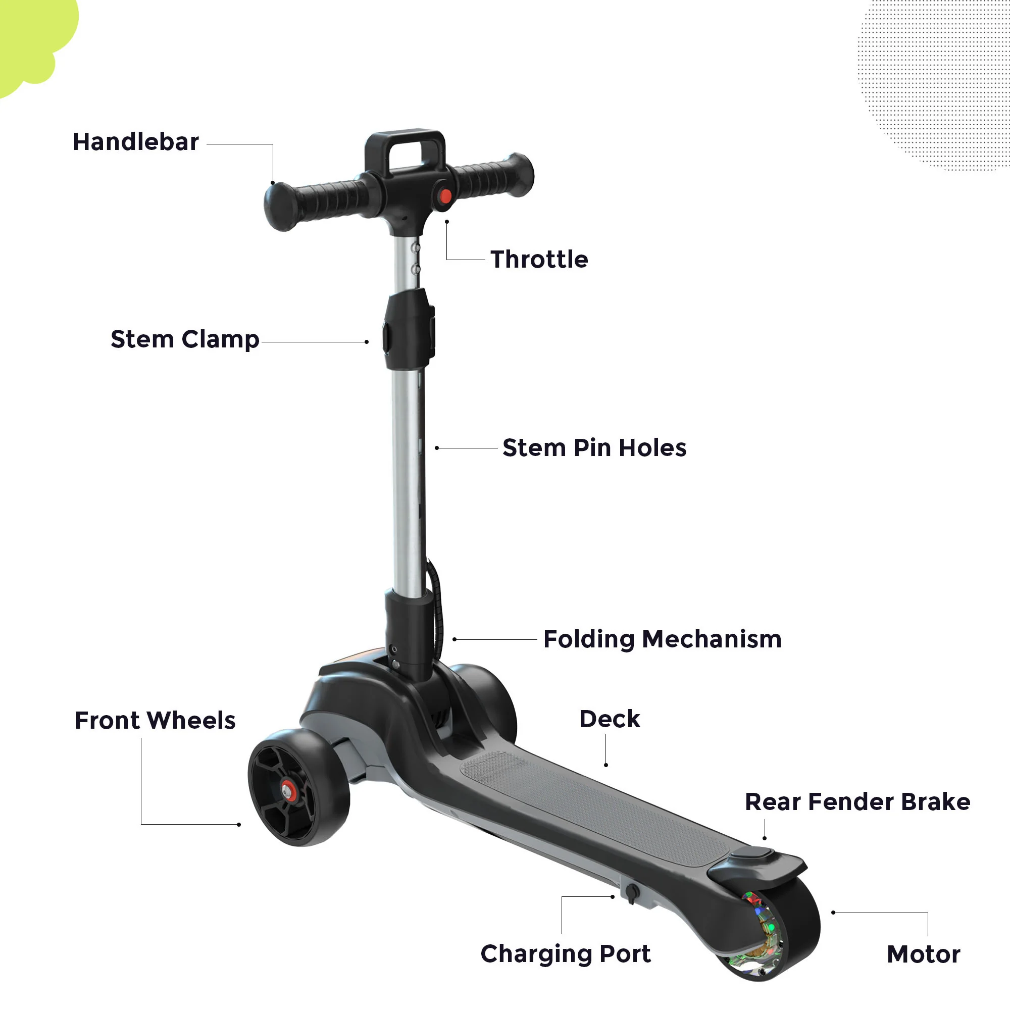 iScooter iK2/B1/B2 3-Wheel Electric Scooter with Colorful Flashing Wheel - Image 7