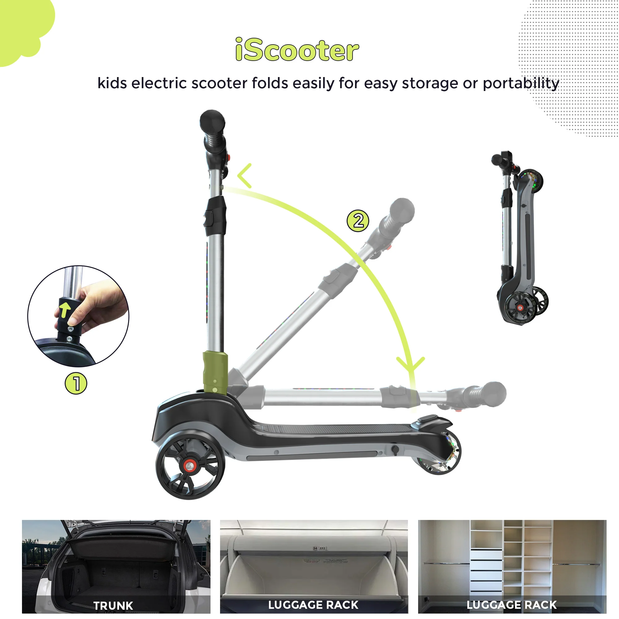 iScooter iK2/B1/B2 3-Wheel Electric Scooter with Colorful Flashing Wheel - Image 8