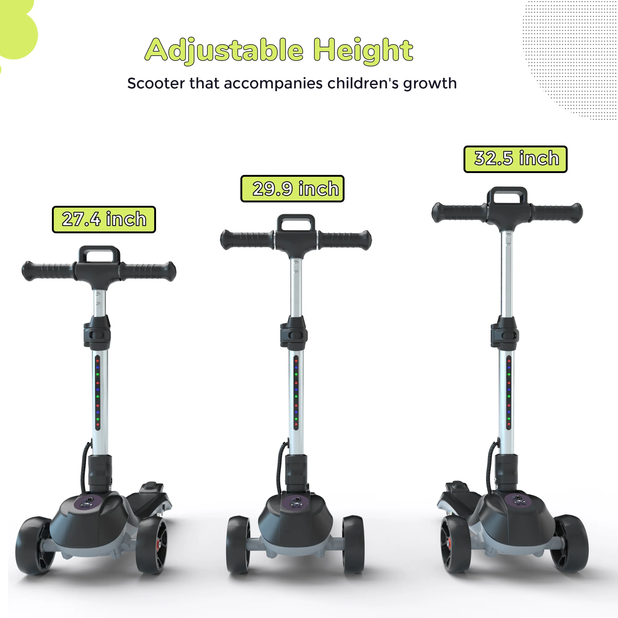 iScooter iK2/B1/B2 3-Wheel Electric Scooter with Colorful Flashing Wheel - Image 9