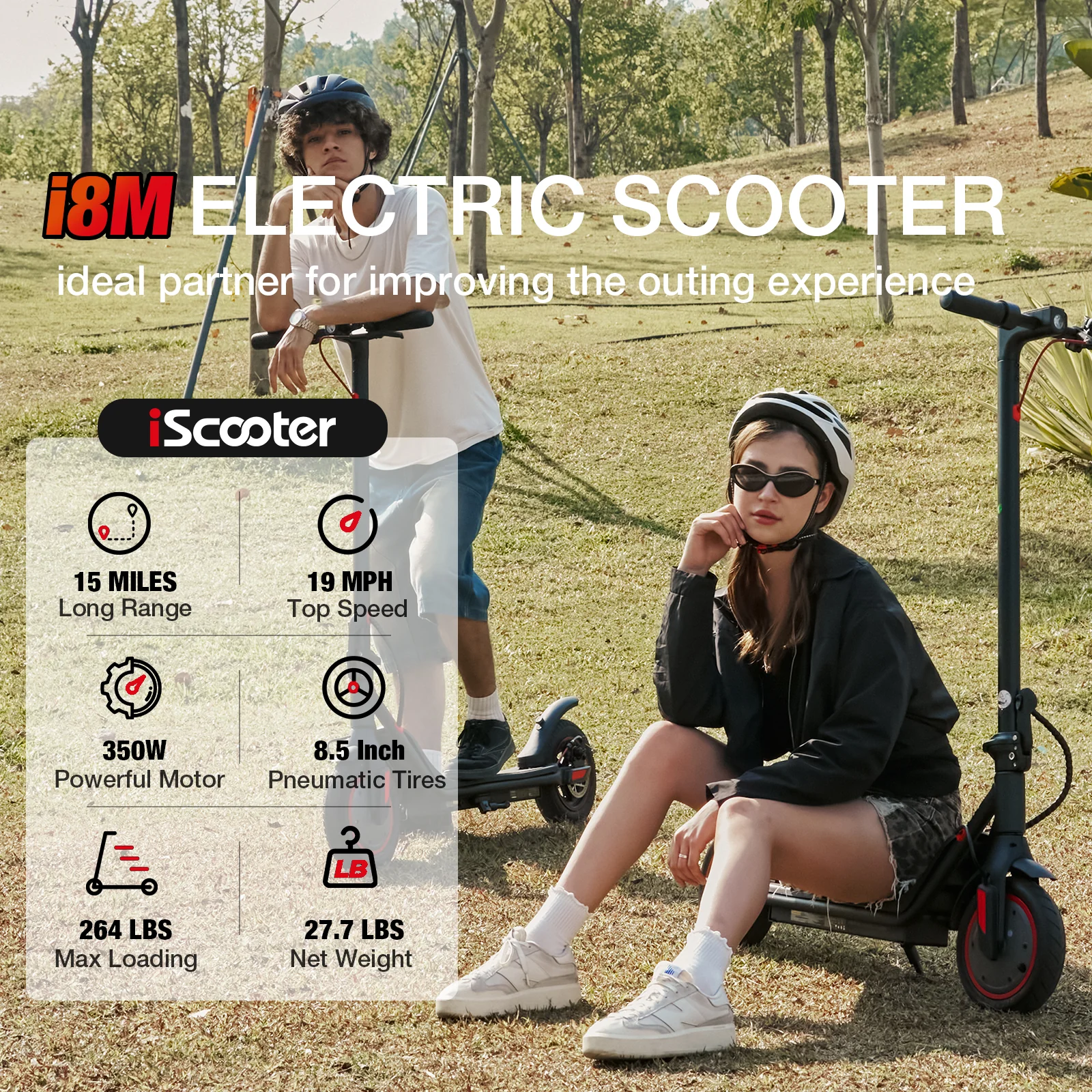 iScooter i8M Electric Scooter 15 Miles Long Range, 19 MPH Top Speed - Image 10