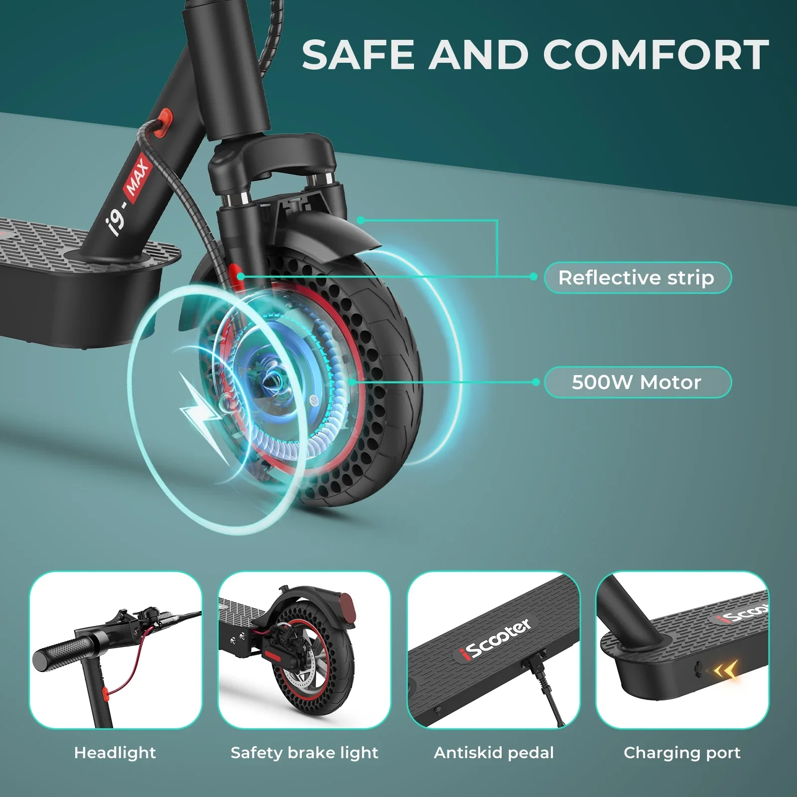 iScooter i9Max 500W Electric Scooter for Adults - Image 7