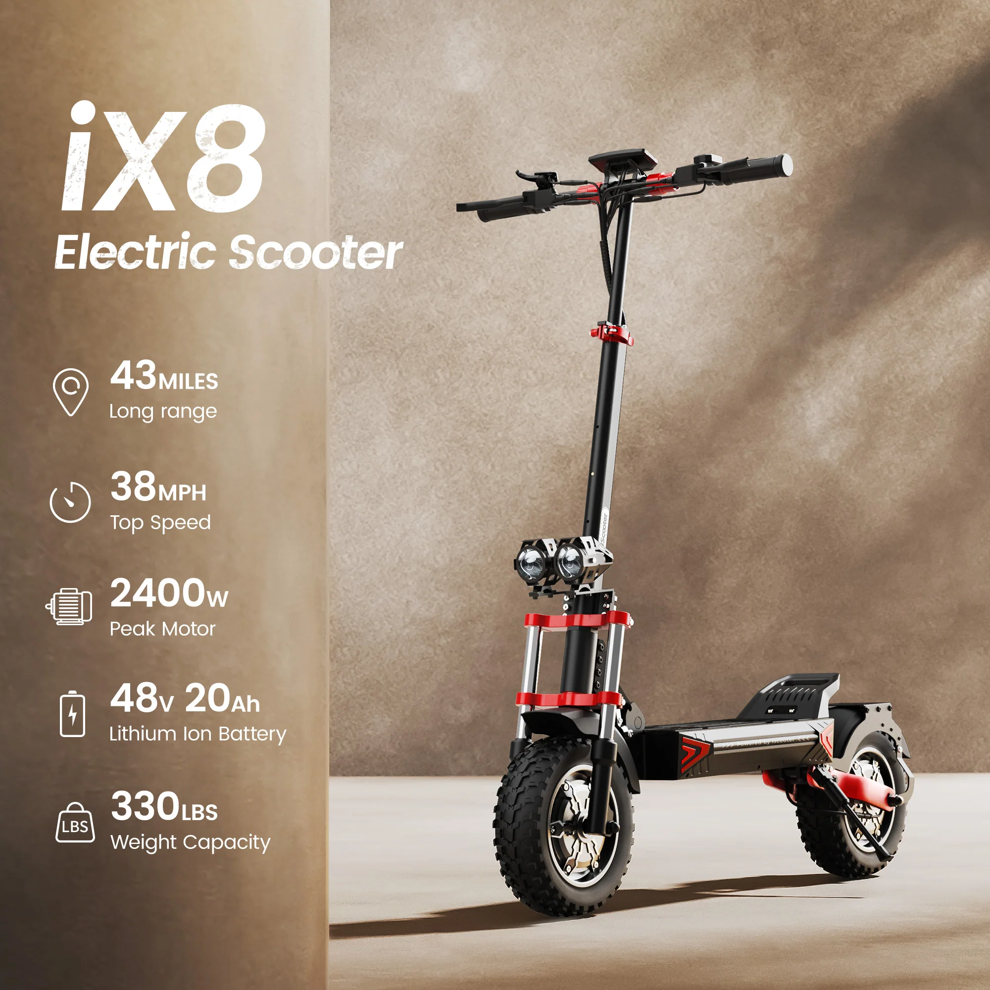 iX8 Off-Road Electric Scooter for Adults 2400W Dual Motor - Image 2