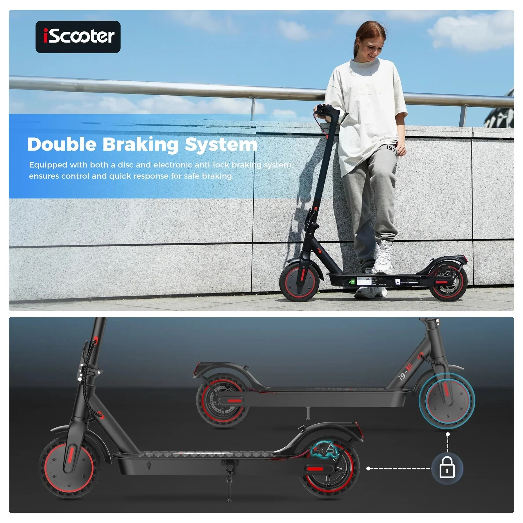 iScooter i9 Foldable Commuting Electric Scooter - Image 3