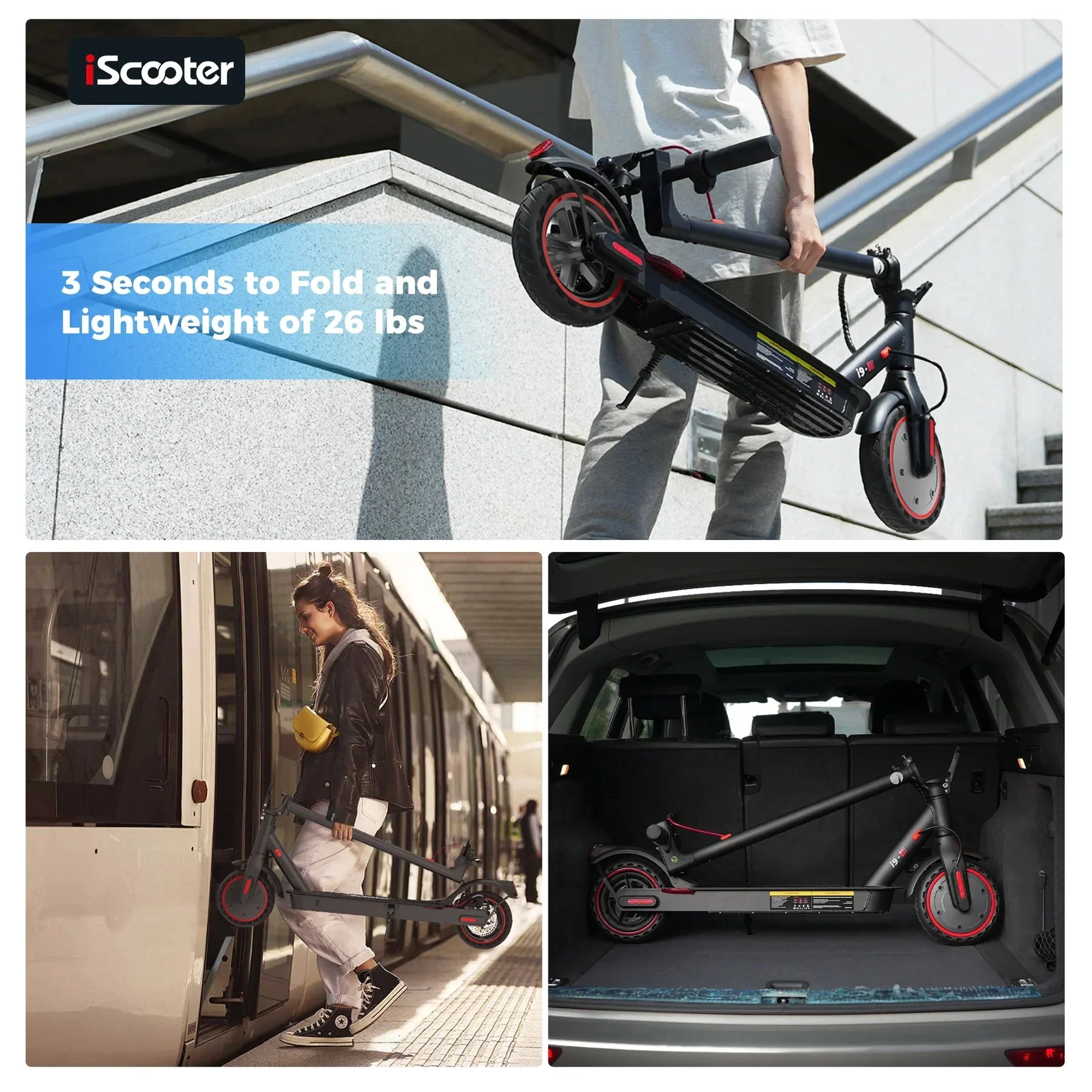 iScooter i9 Foldable Commuting Electric Scooter - Image 5