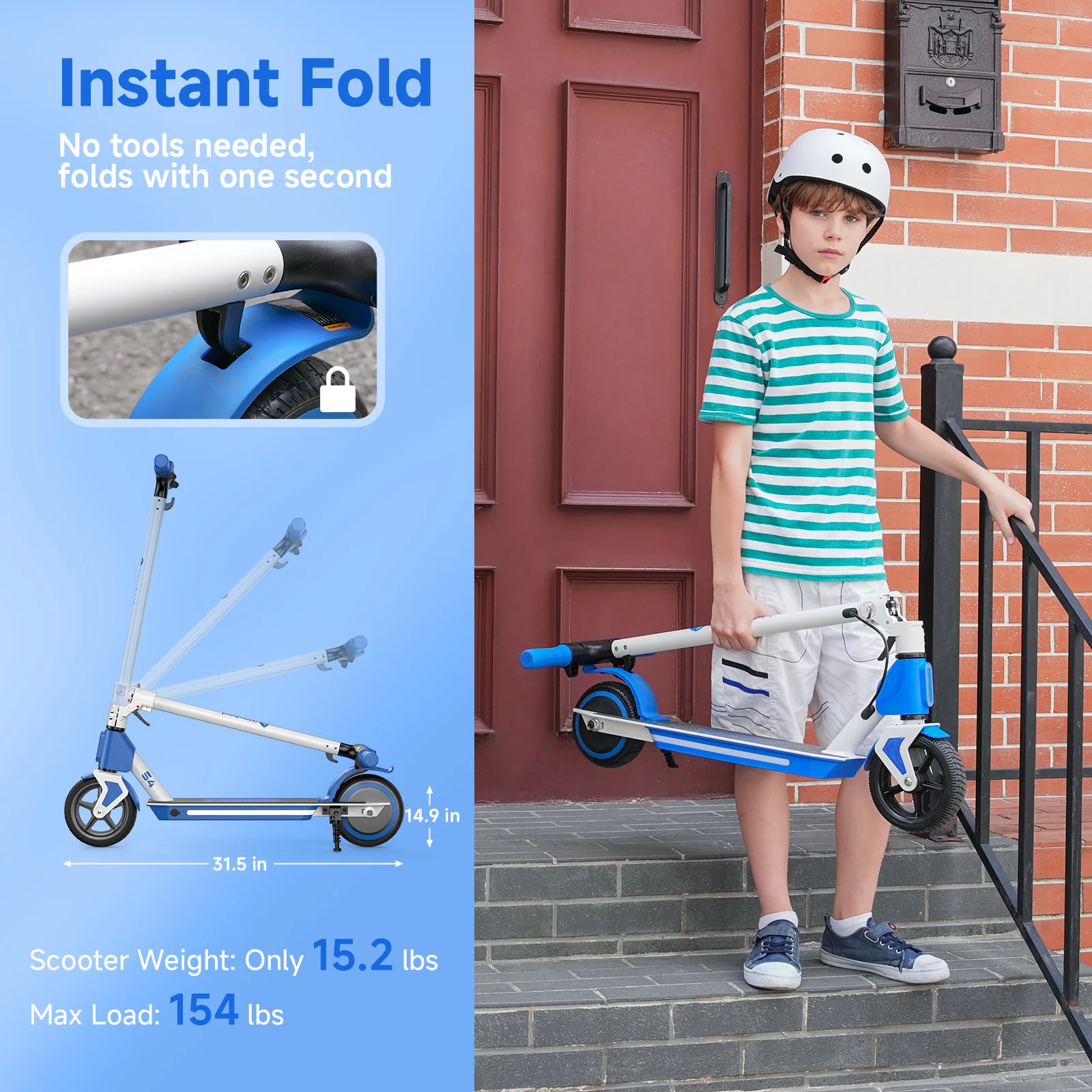 S4 Electric Scooter for Kids Ages 6-14, 200W Foldable Kids Electric Scooter - Image 12